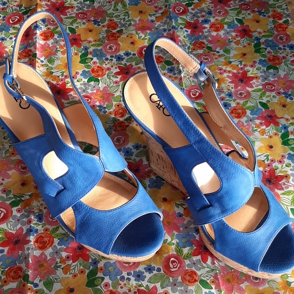 Cato Shoes - Royal Blue open toe heels
